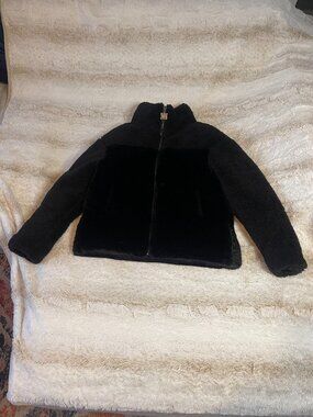 RARE! Juicy Couture x Apparis Kim Noir Faux Shearling & Fur Coat Black XS